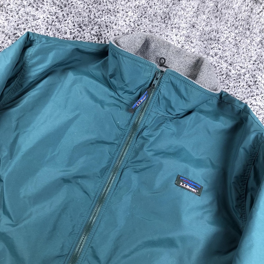 L.L. Bean Jacket Mens XL Green Warm-Up Nylon Full Zip Insulated Thinsulate USA
